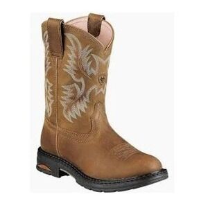 Ariat Tracey Work Boots Brown Leather Soft Toe Western Stitching Size 10